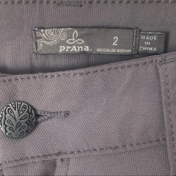 PRANA Brenna Moto Stretch Skinny Pants Mid Rise Gravel Nylon Size 2 - Picture 3 of 15